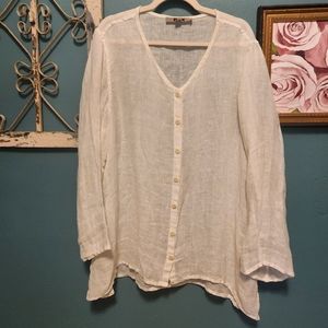Flax button down top